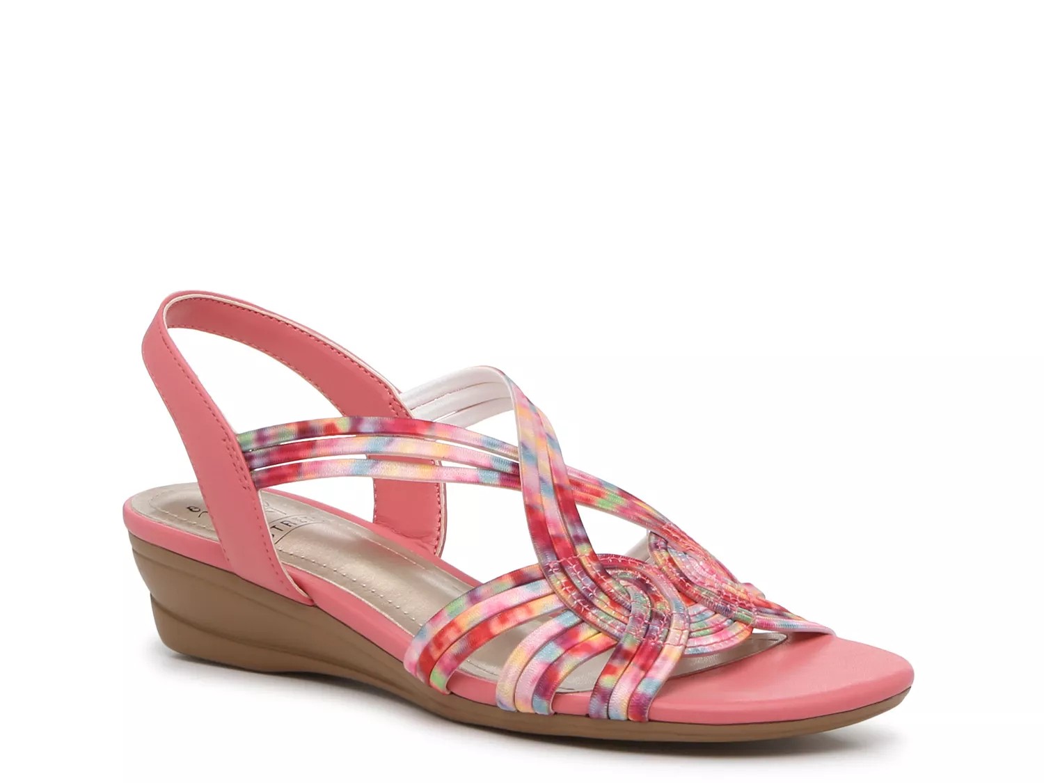 Impo Ravi Wedge Sandal | Women's | Pink/Pastel Multicolor Abstract Print | Size 6 | Sandals | Slingback