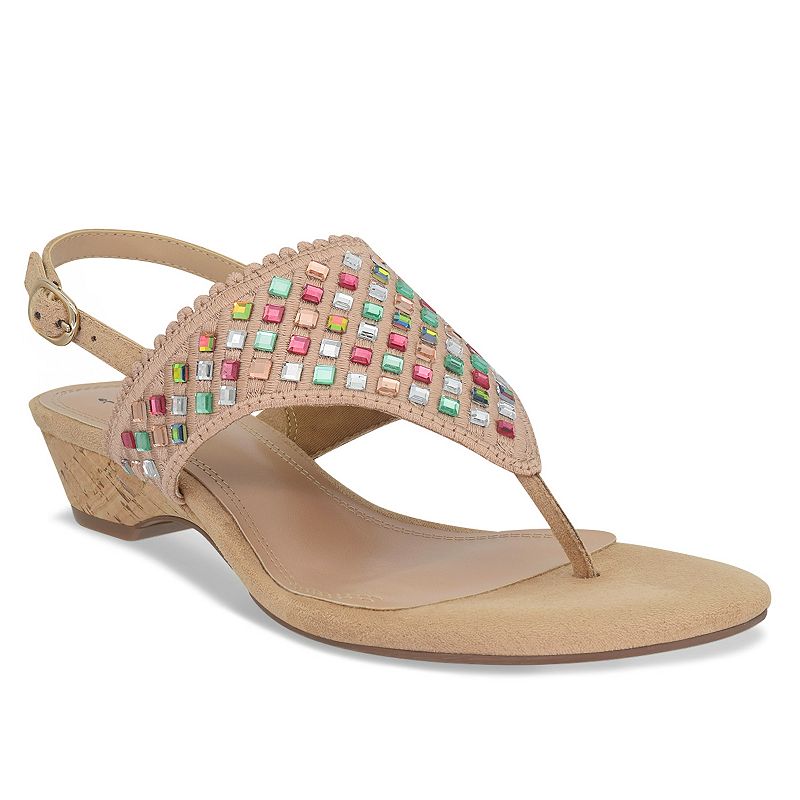 Impo Roxee Women's Thong Memory Foam Sandals, Size: 6 Medium, Latte Pastel Team