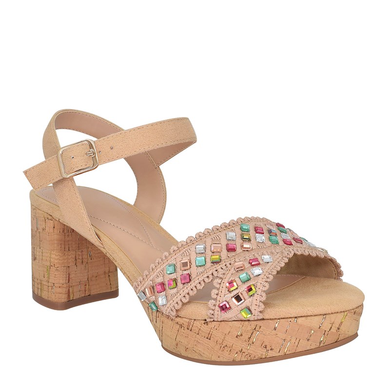 Impo Women's Nicolette Platform Dress Sandals (Latte/Pastel Multi) - Size 10.0 M