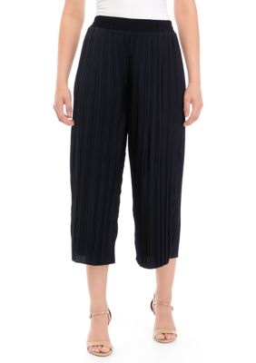 Industry Women's Pull On Cropped Pleated Pants, Navy Blue, XS