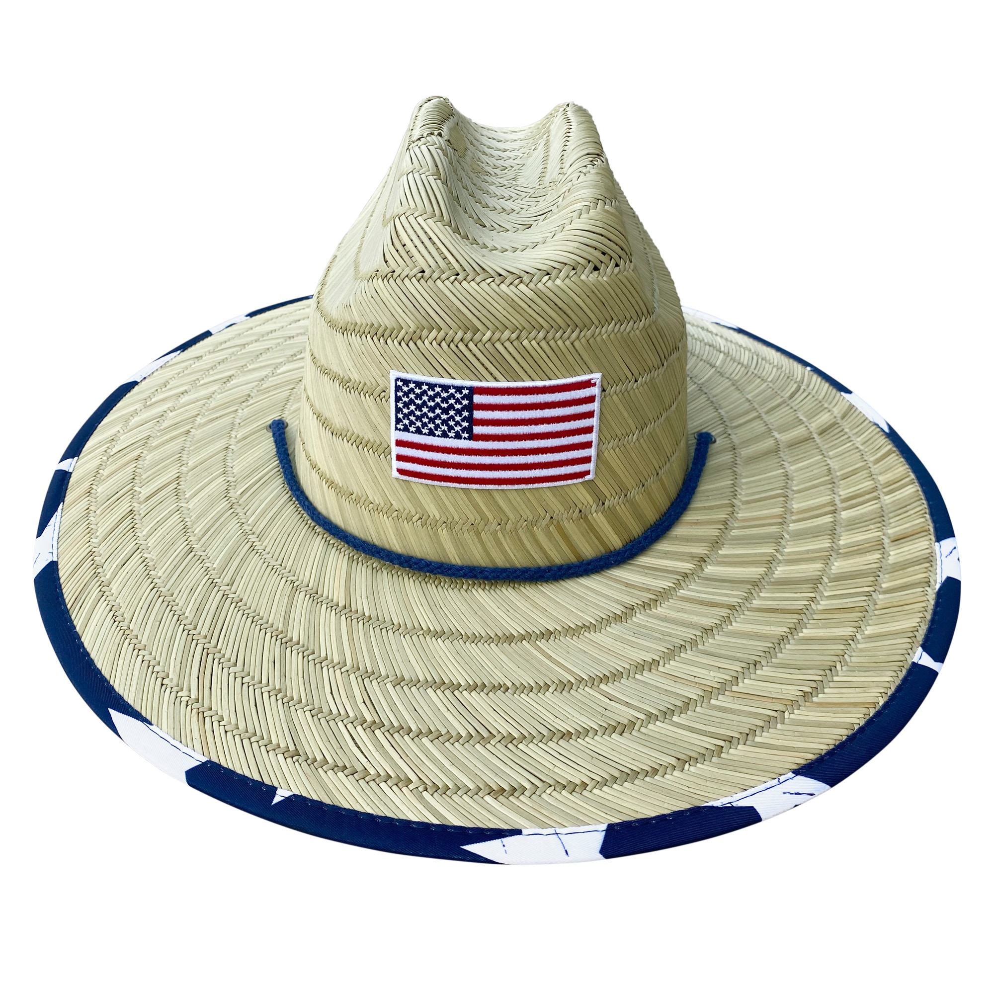 Infinity Brands Americana Straw Hat with US Flag Patch | LOW-0002-S24-CR