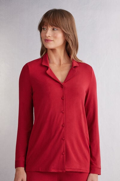 Intimissimi Long-Sleeve Micromodal Pajama Top Woman Red Size S