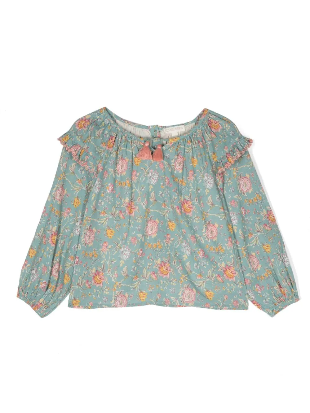 Iris floral-patterned cotton blouse