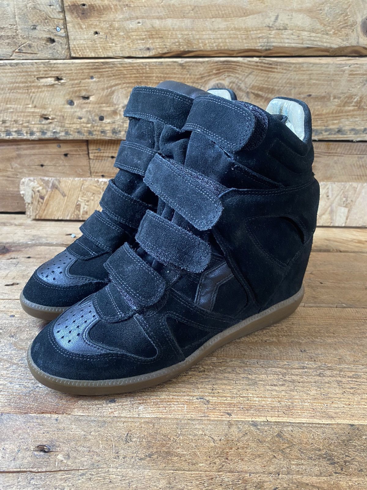 Isabel Marant Beckett Black Suede Platform Wedge Boots Sz37, Women's (Size 6.5)