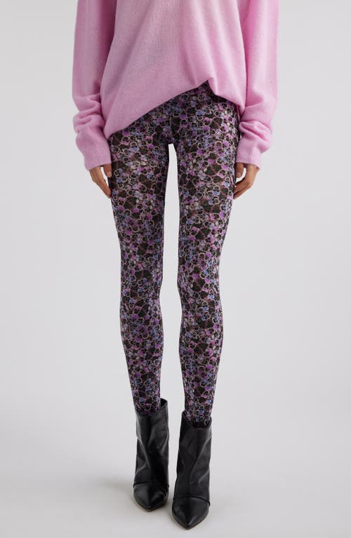 Isabel Marant Joshua Floral Print Rib Leggings in Purple at Nordstrom, Size 4 Us