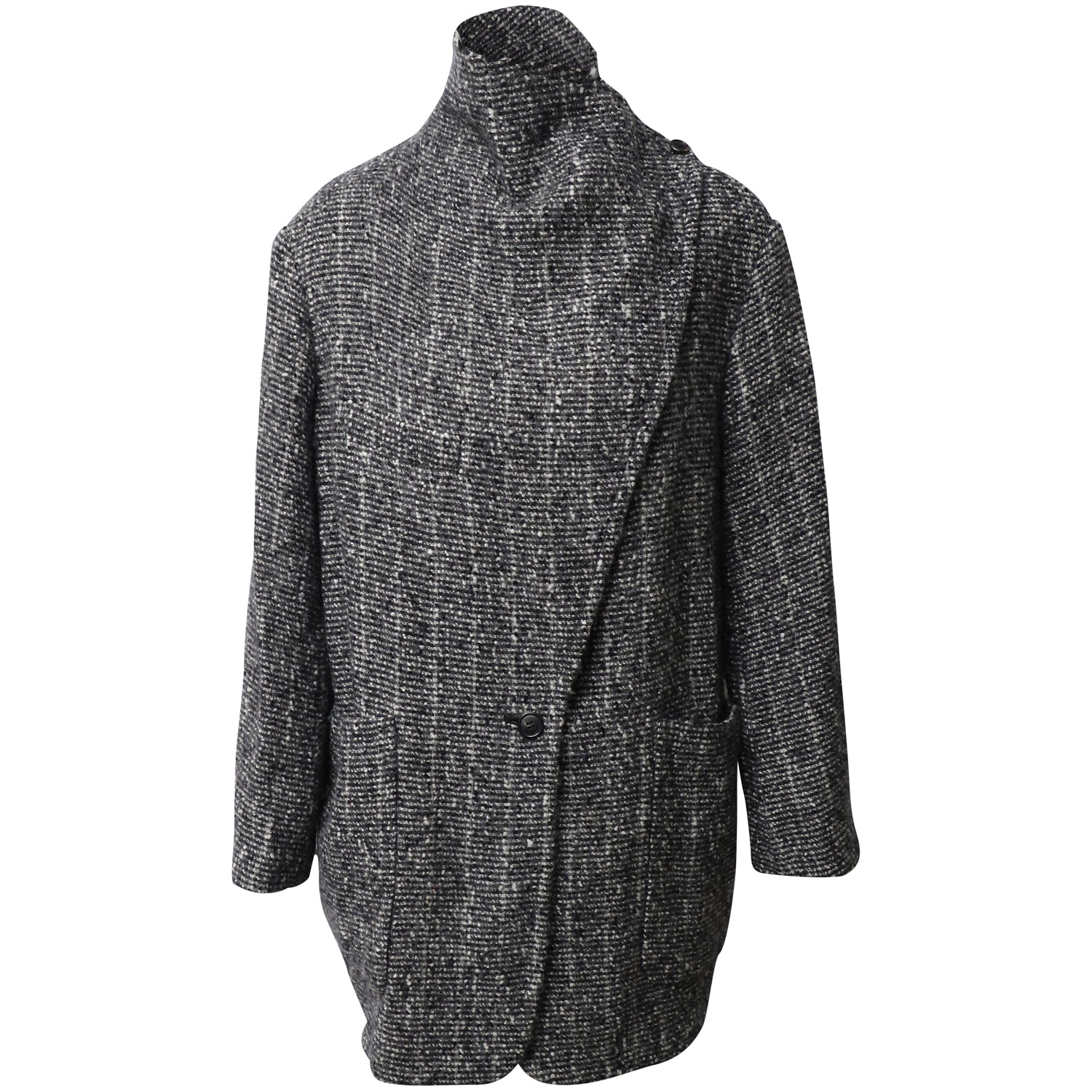 Isabel Marant Knit Wrap Coat in Grey Wool