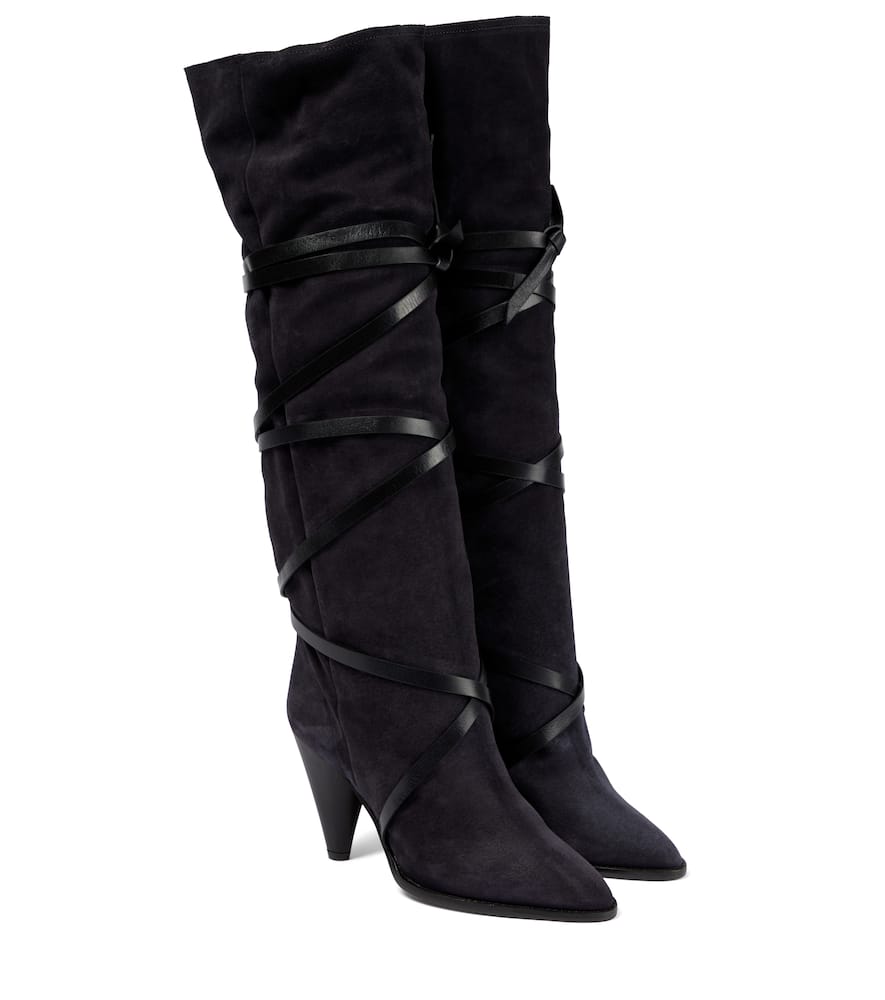 Isabel Marant Lophie suede leather-trimmed knee-high boots