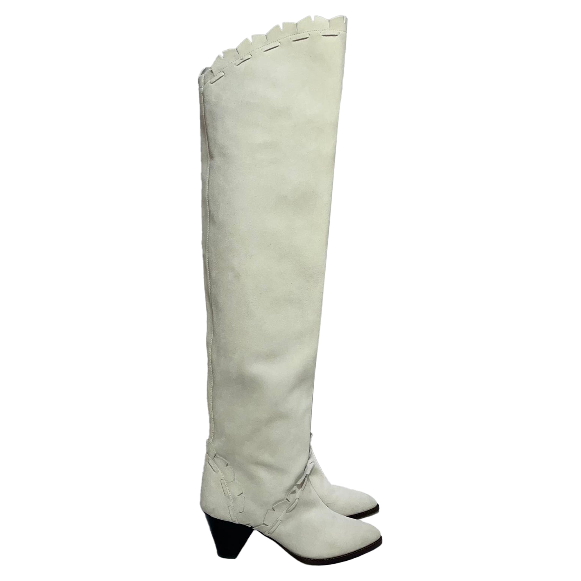 Isabel Marant Luiz Over-The-Knee Boots in White Suede