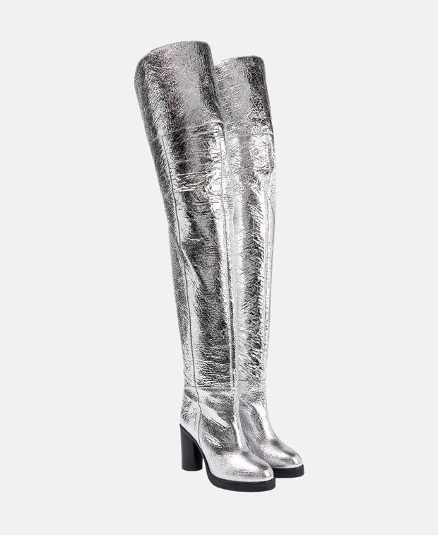 Isabel Marant Over-The-Knee Boots in Silver, Women's (Size 5)