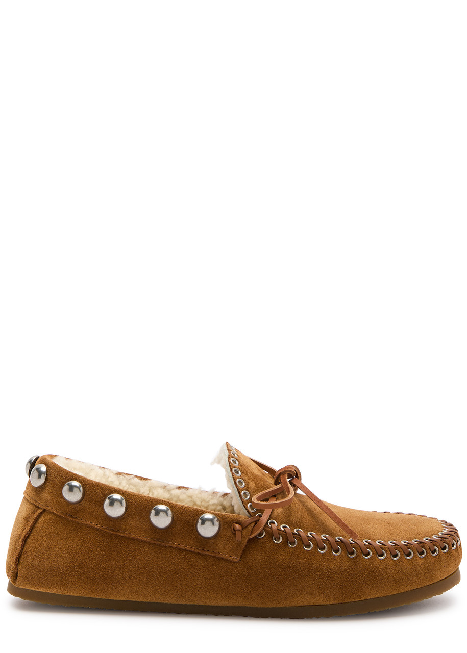 Isabel Marant toile Fitza Embellished Suede Loafers - Tan - 39 (IT39/ UK6)