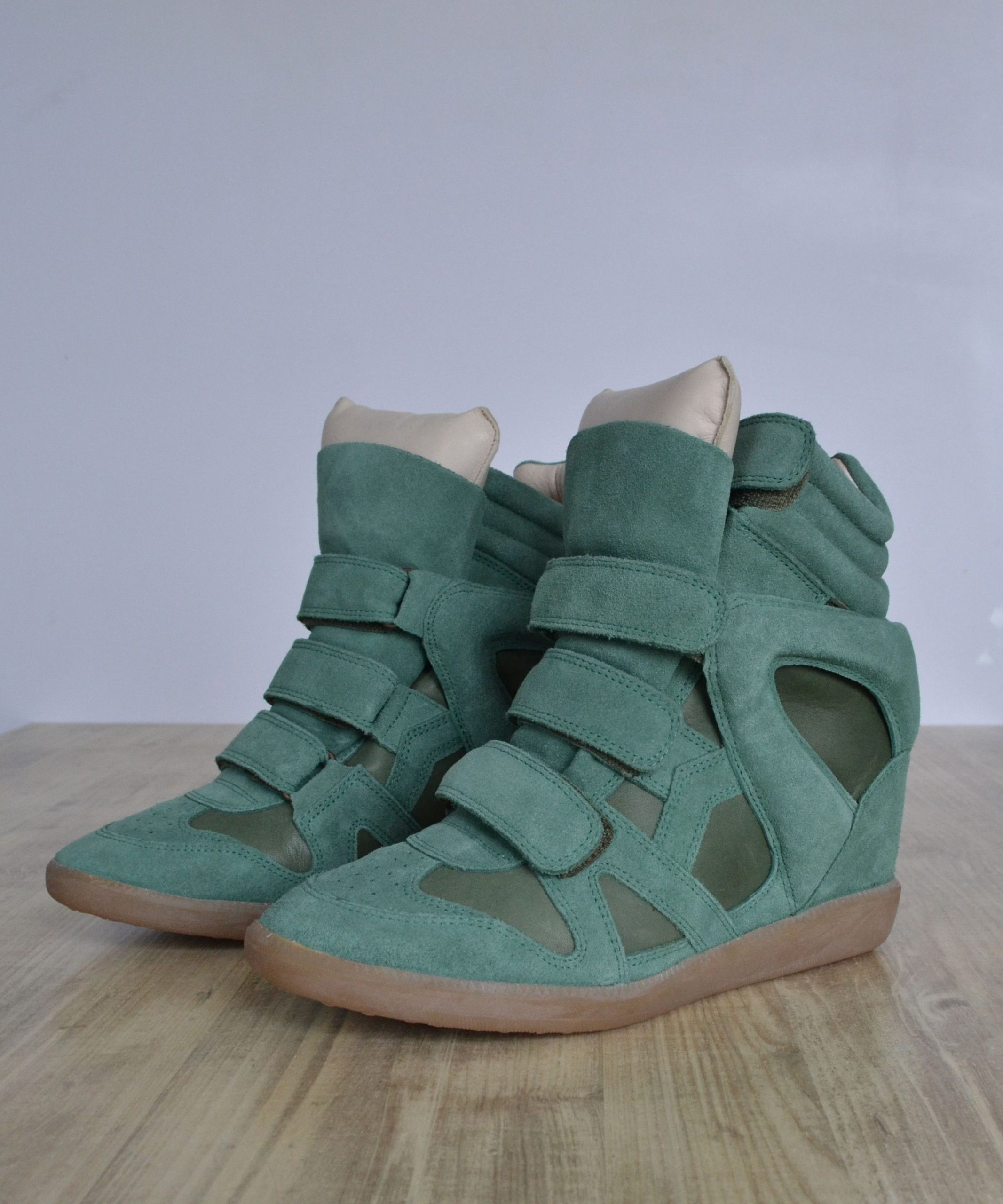 Isabel Marants Bekett Boots Sneakers Shoes Suede Wedge in Green, Women's (Size 8)