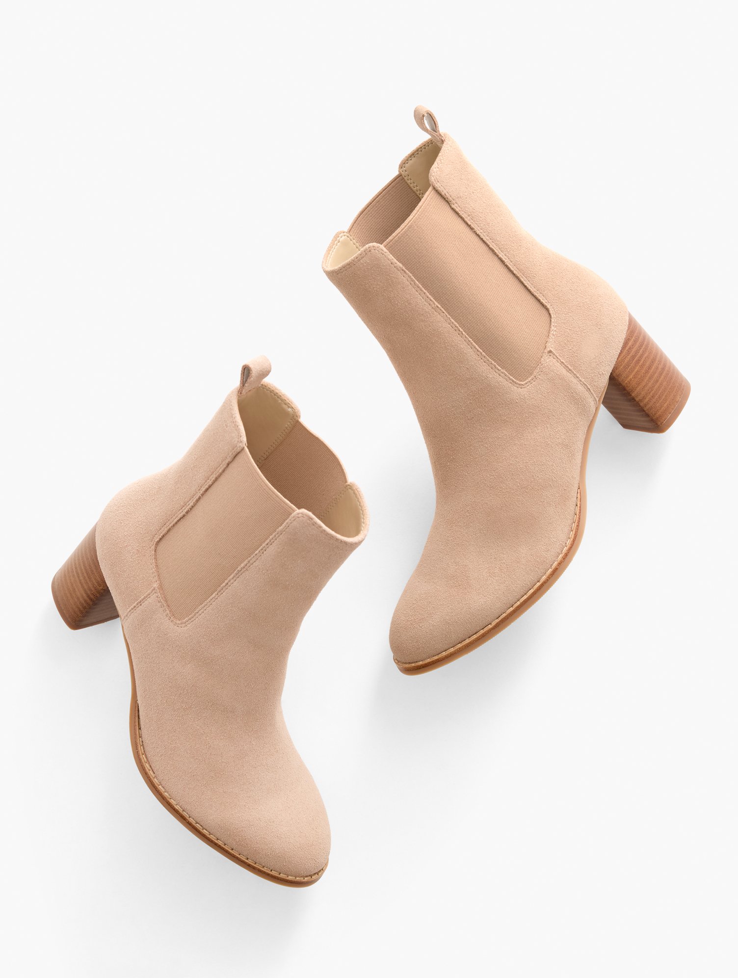 Isra Chelsea Suede Ankle Boots - Light Acorn - 9 1/2 M Talbots