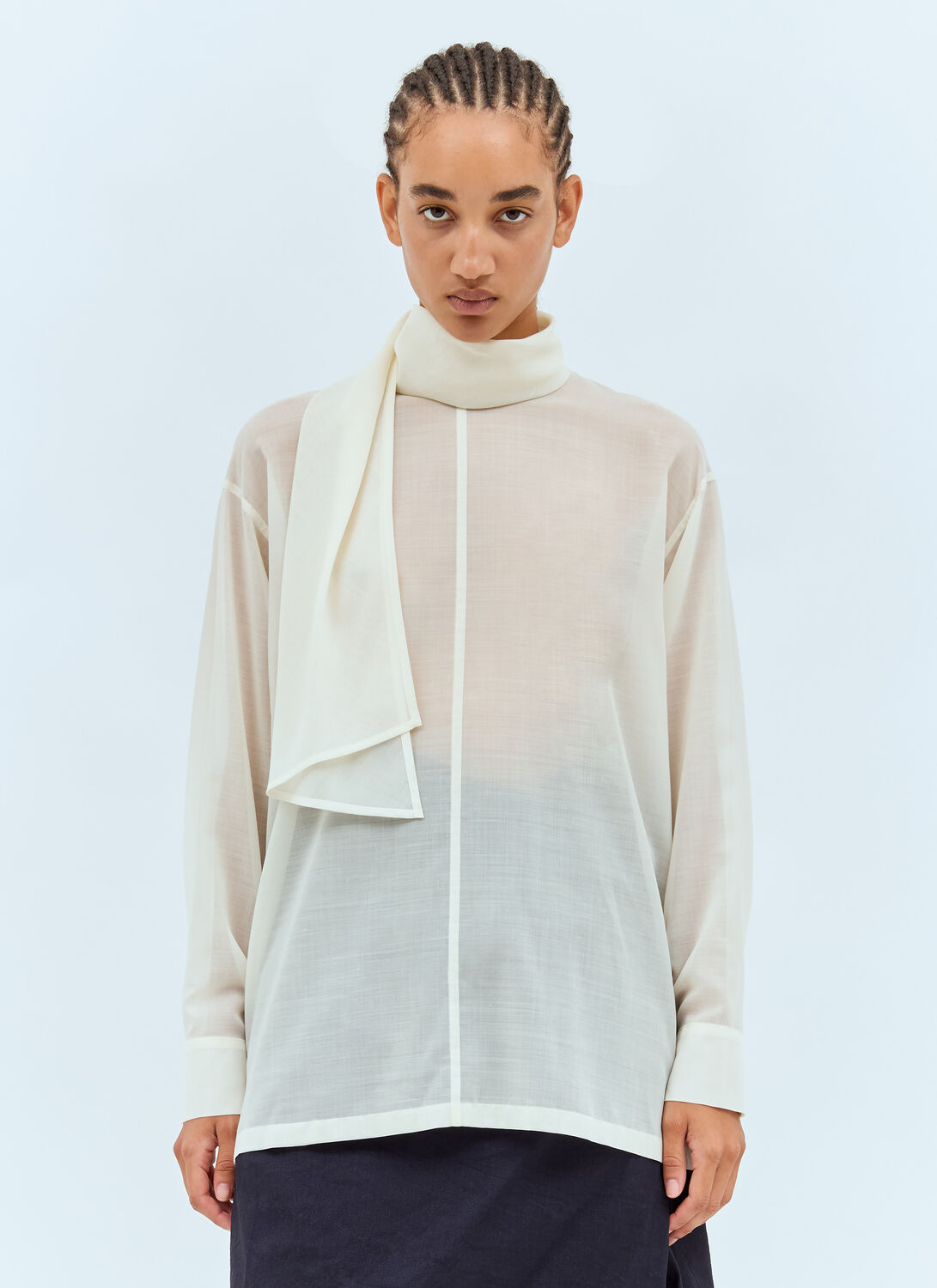 Issey Miyake Sheer Shirt With Shawl - Woman Shirts Off White 3