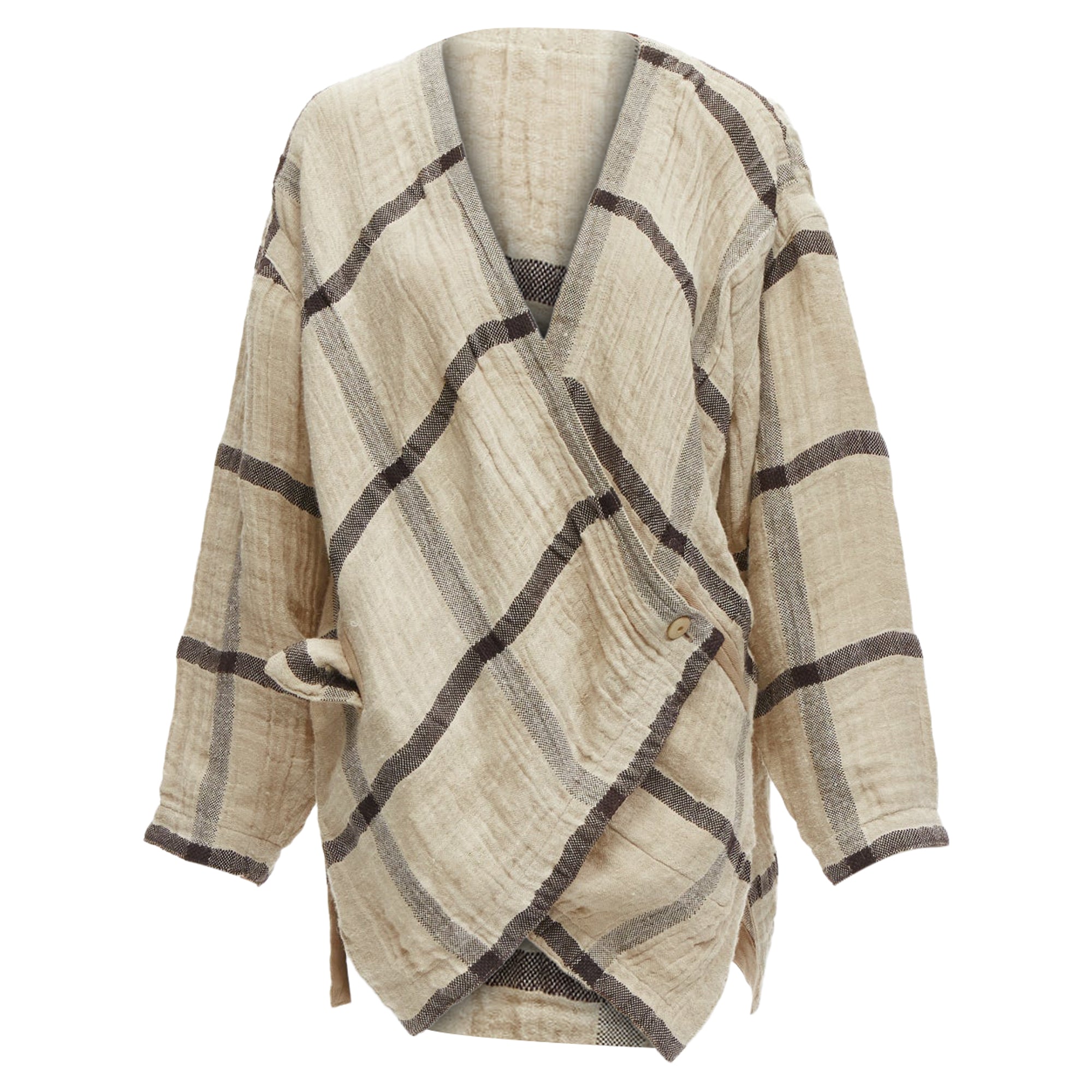 Issey Miyake wrap oversized crinkle coat