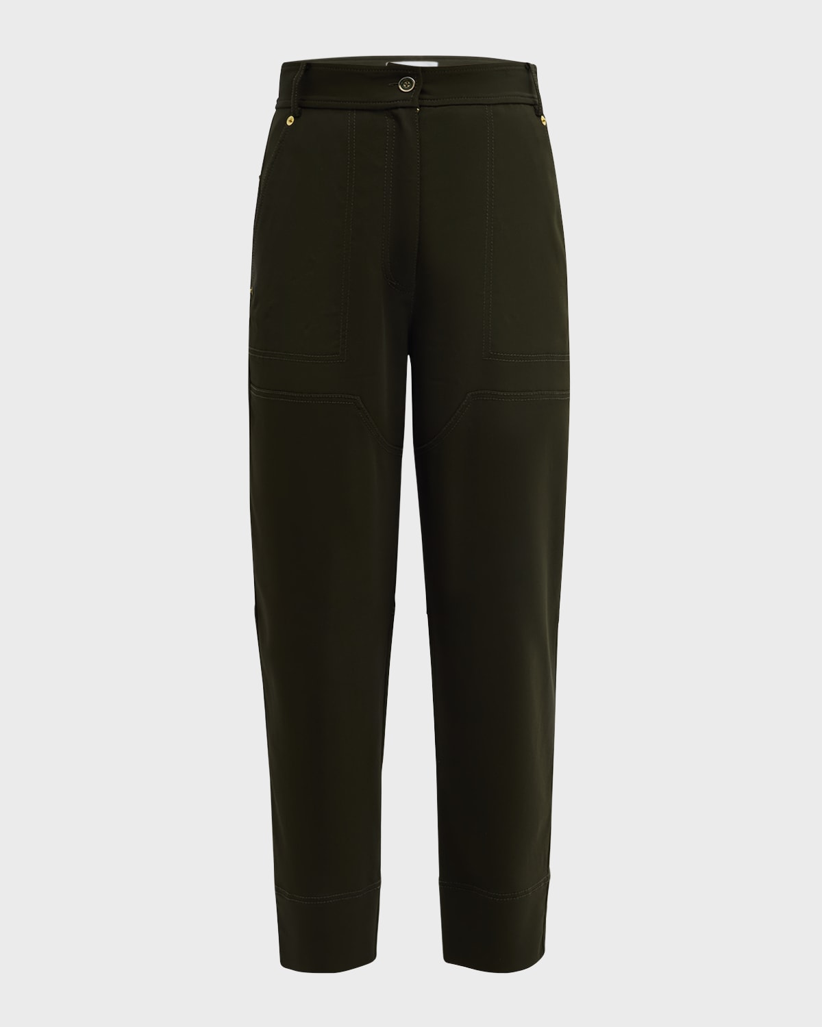 Italian Stretch Viscose Twill Straight-Leg Ankle Pants