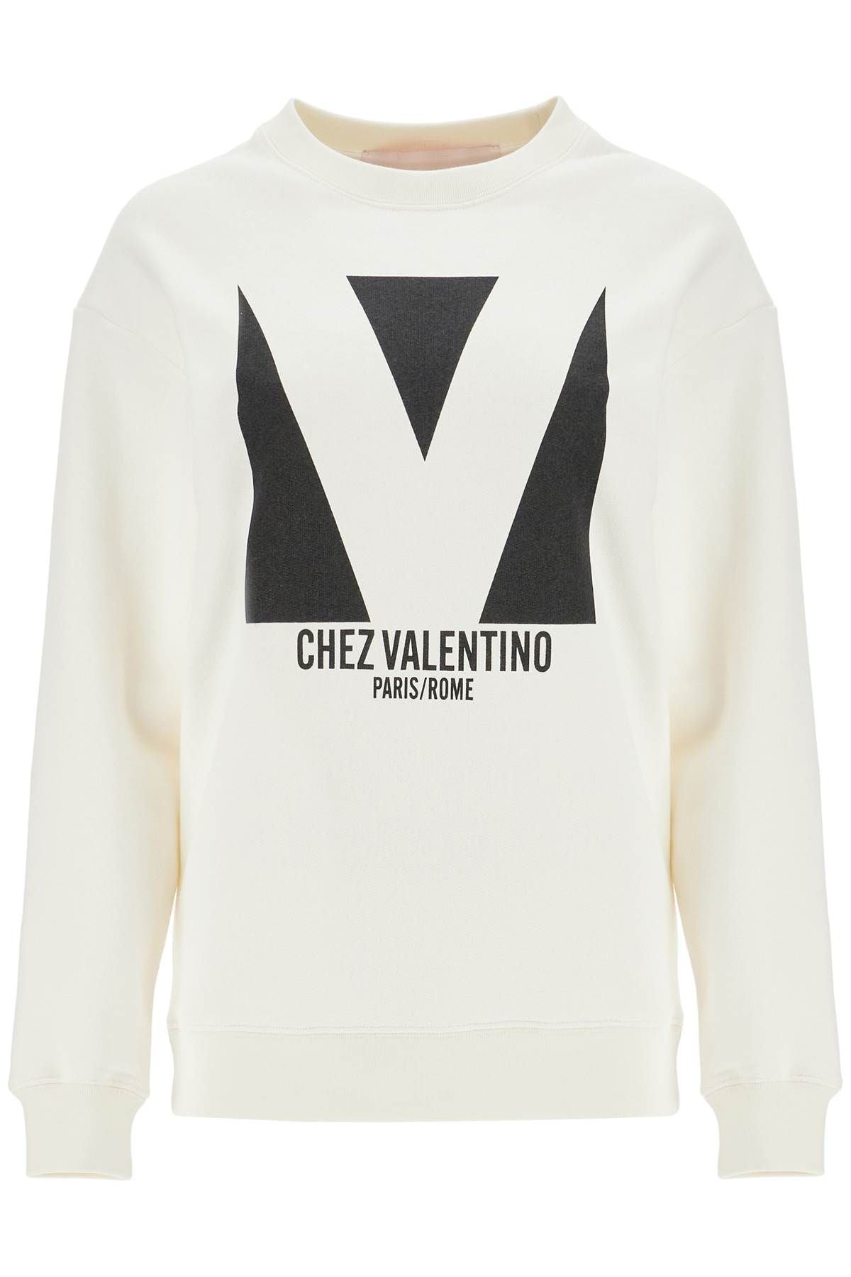 Ivory Cotton Sweatshirt With Bold Stylized Logo