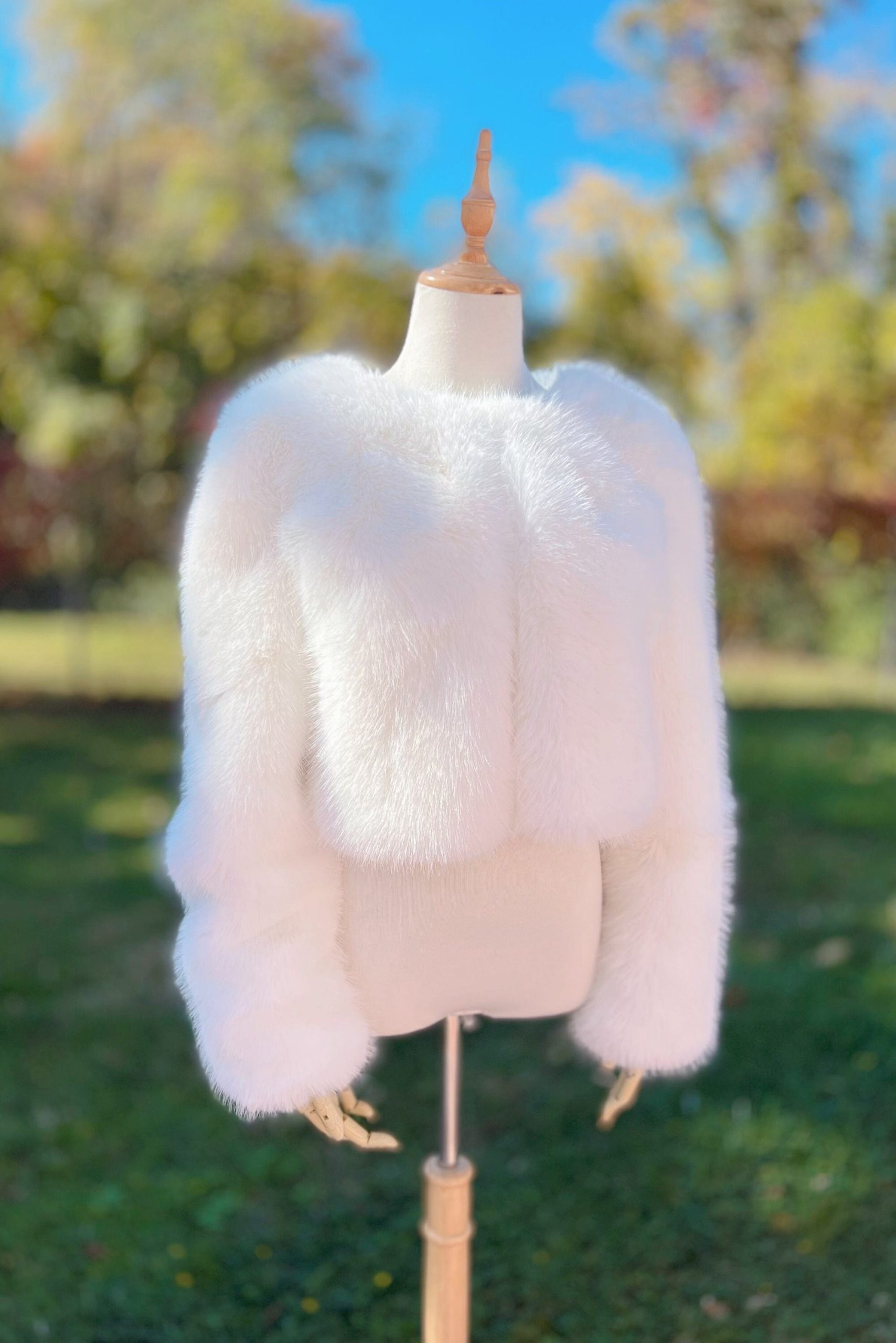 Ivory Faux Fur Coat, Jacket, Bridal Bolero, Winter White Wedding Jacket | Anna Ivy07