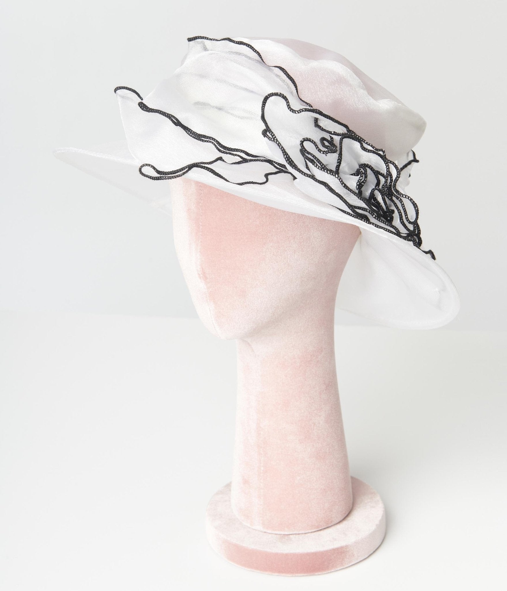 Ivory & Black Floral Hat