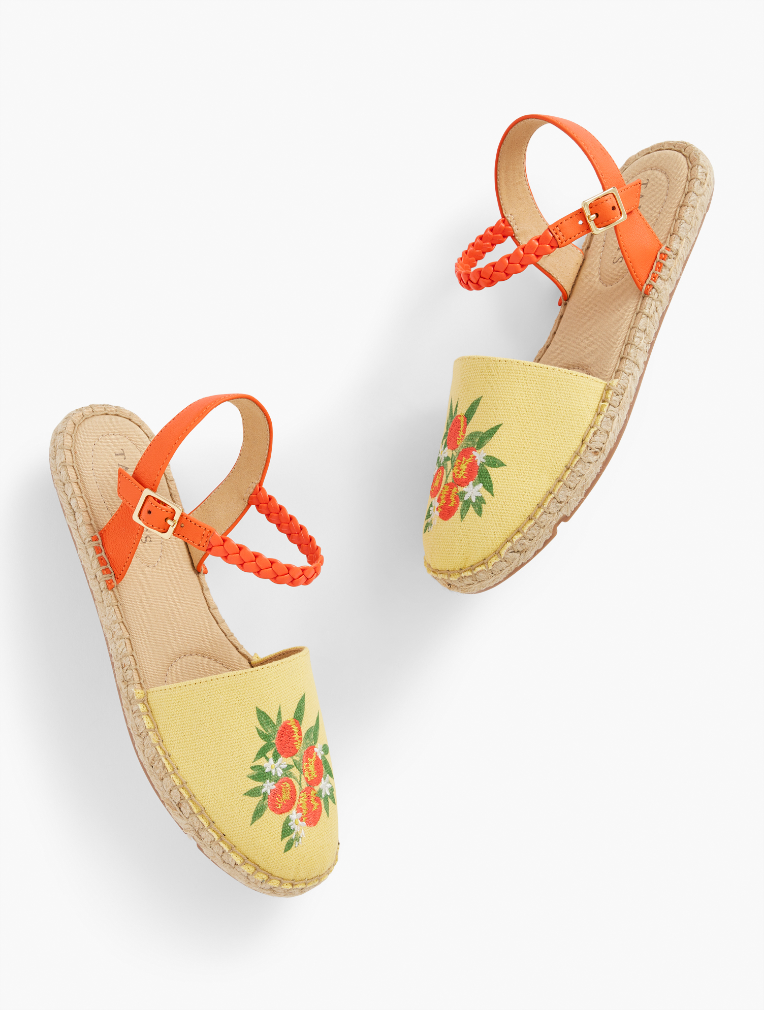 Izzy Braid Embroidered Canvas Espadrilles - Banana Cream - 5 1/2 M Talbots