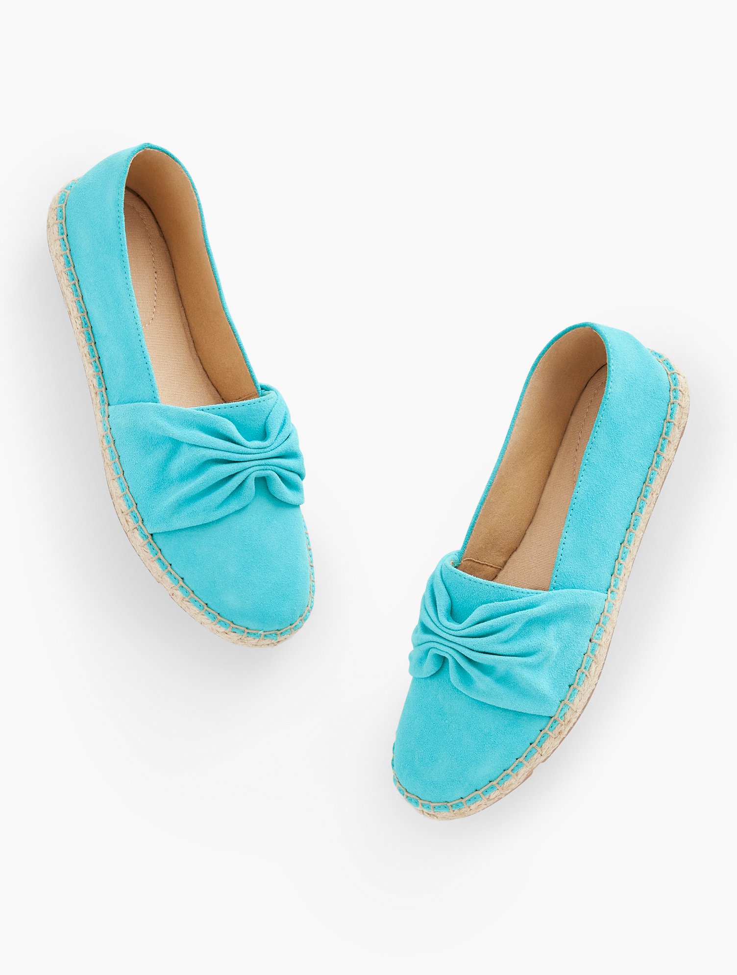 Izzy Cinched Suede Espadrilles - Aqua Breeze - 6 1/2 M Talbots