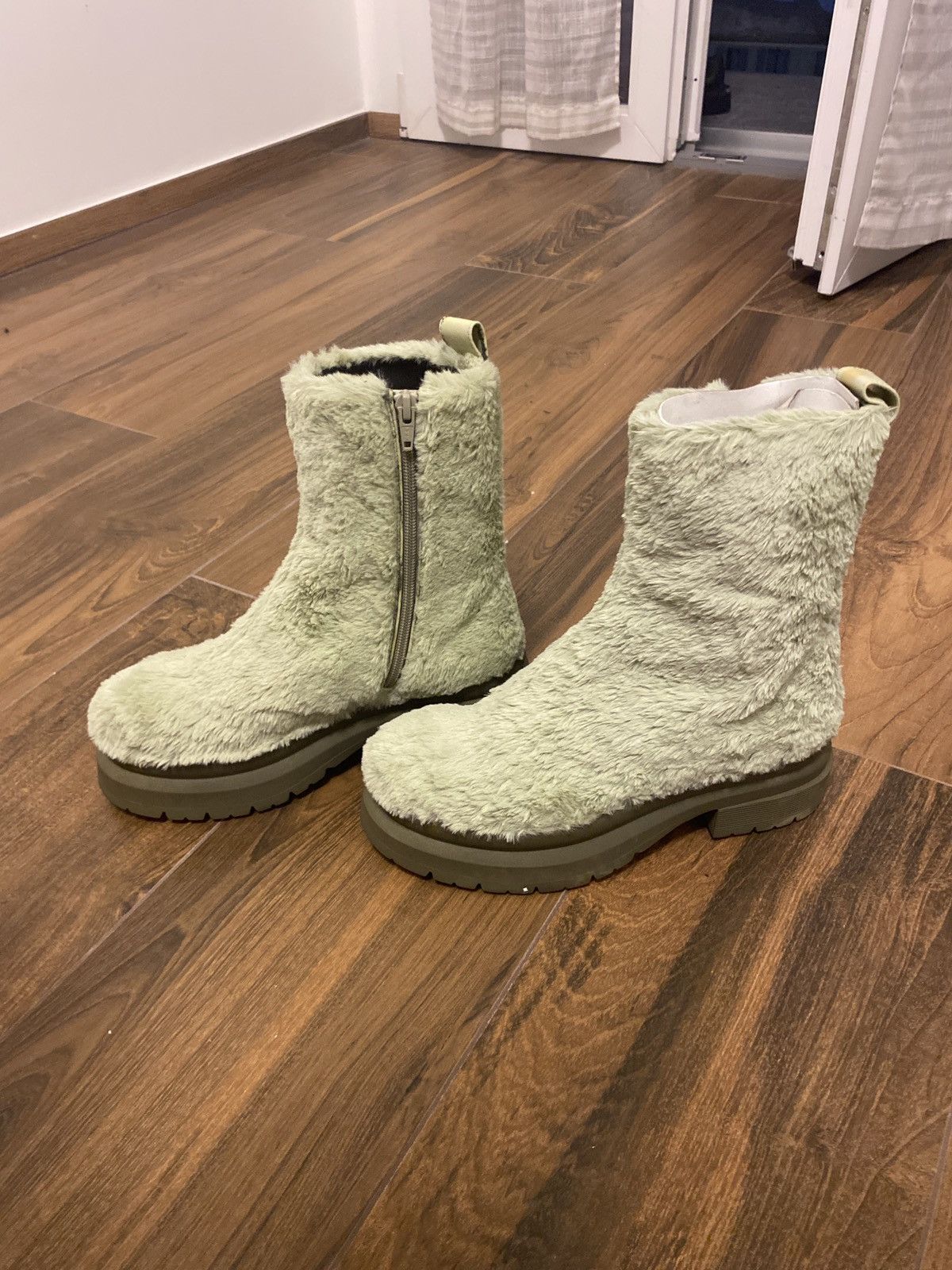 J W Anderson Jw Anderson Faux Fur Chunky Sole Boots in Green, Women's (Size 7)