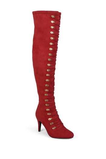 JOURNEE Trill Over-the-Knee Lace-Up Boot - Wide Calf in Red at Nordstrom Rack, Size 6