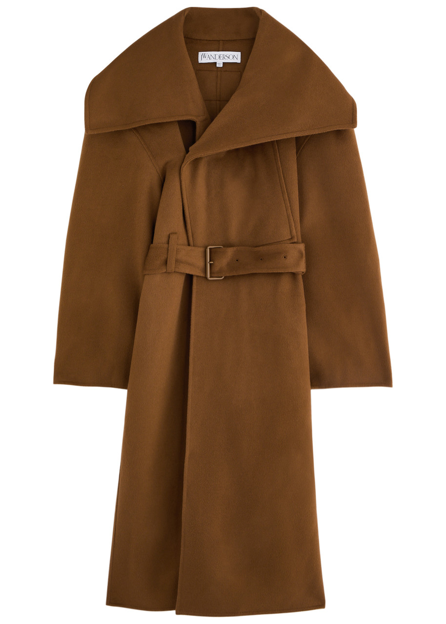 JW Anderson Belted Wool Wrap Coat - Brown - S (UK8-10 / S)