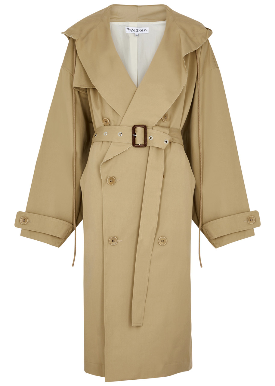 JW Anderson Double-breasted Hooded Cotton Trench Coat - Beige - M