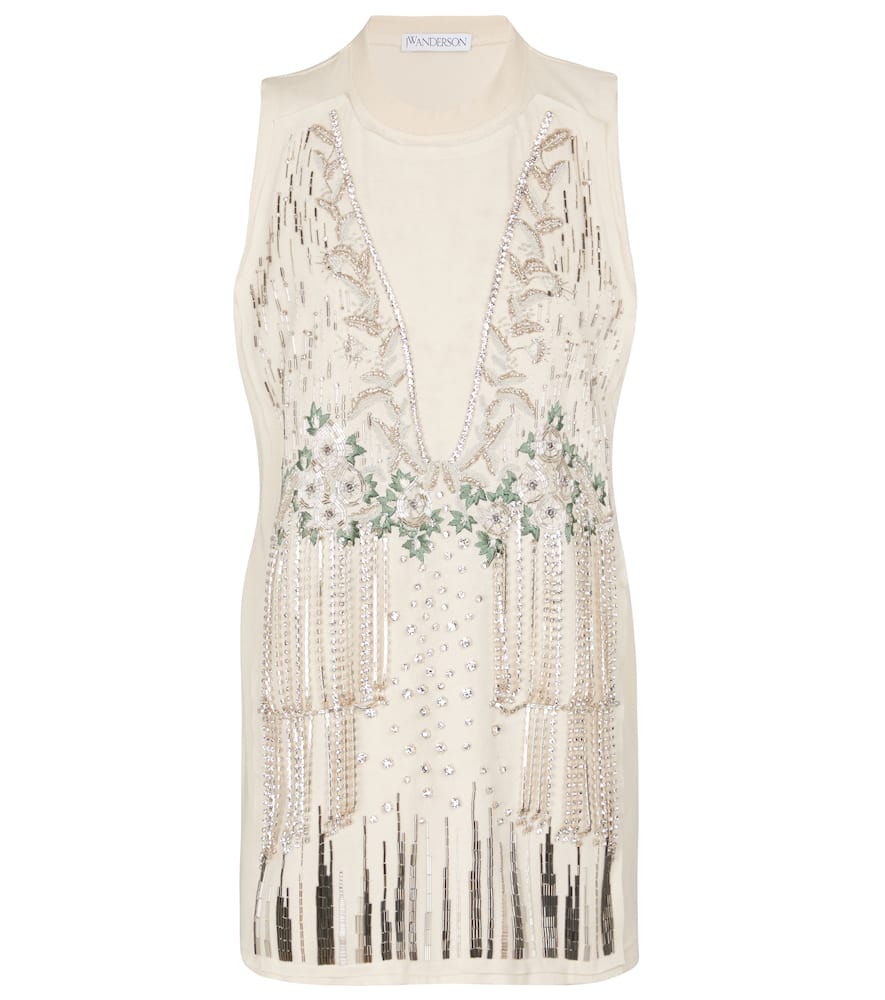 JW Anderson Embellished cotton and silk tank top