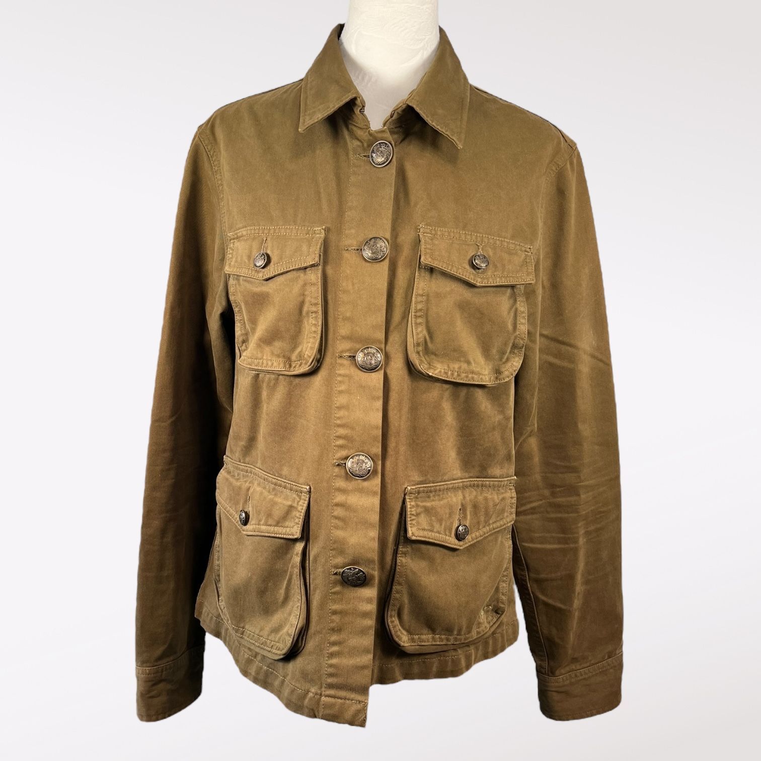 Jack Wills Green Khaki Button Up Field Utility Jacket Us 8, Women's (Size Medium)