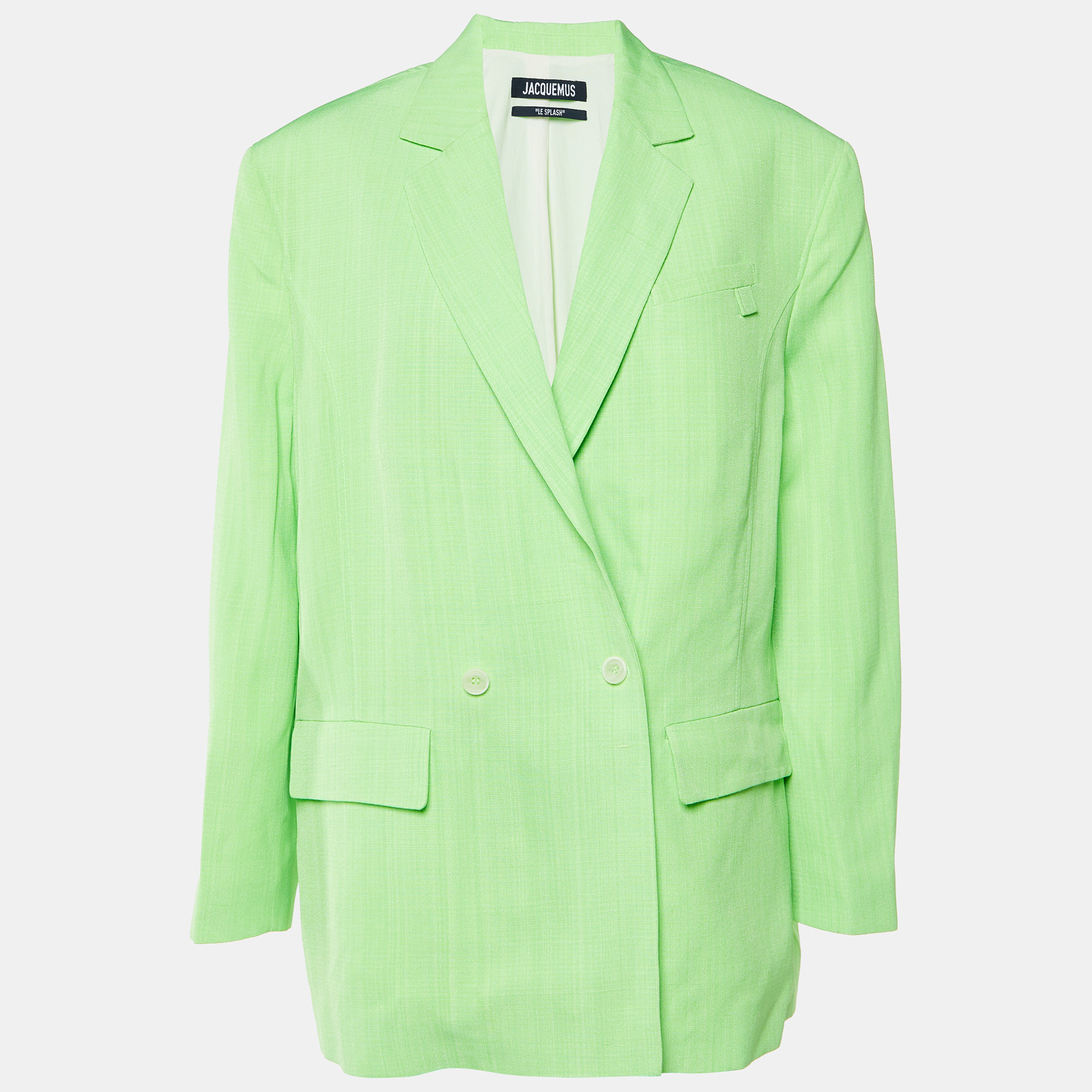 Jacquemus Green Crepe Silk Le Splash La Veste Marino Oversized Blazer L