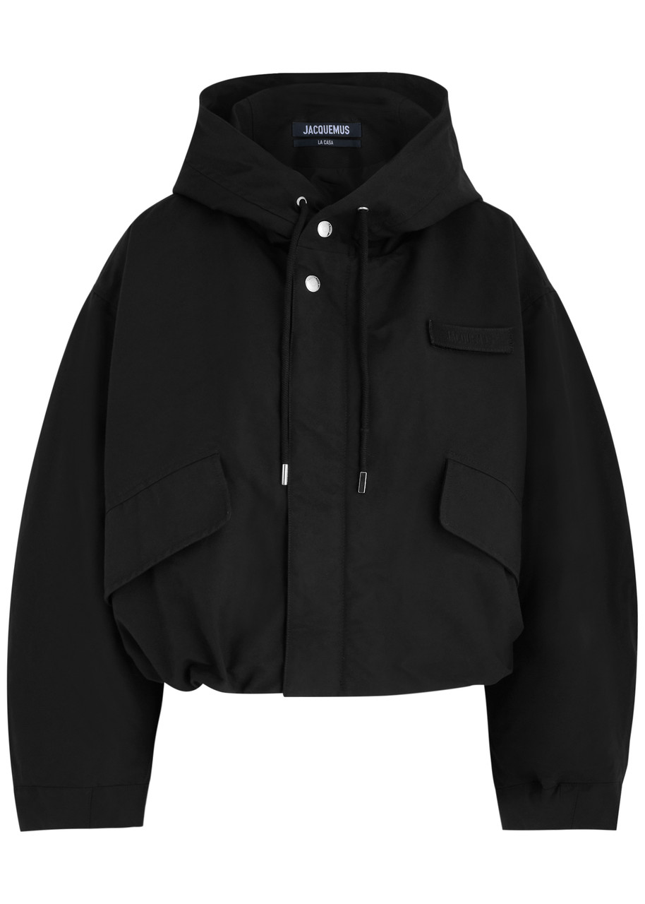 Jacquemus La Parka Courte Caraco Hooded Canvas Jacket - Black - 34 (UK6 /xS)