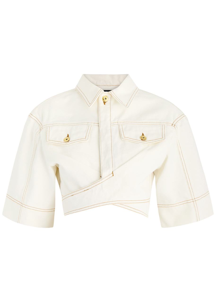 Jacquemus Le Haut De-Nmes Denim Wrap top - Off White - 36 (UK8 / S)