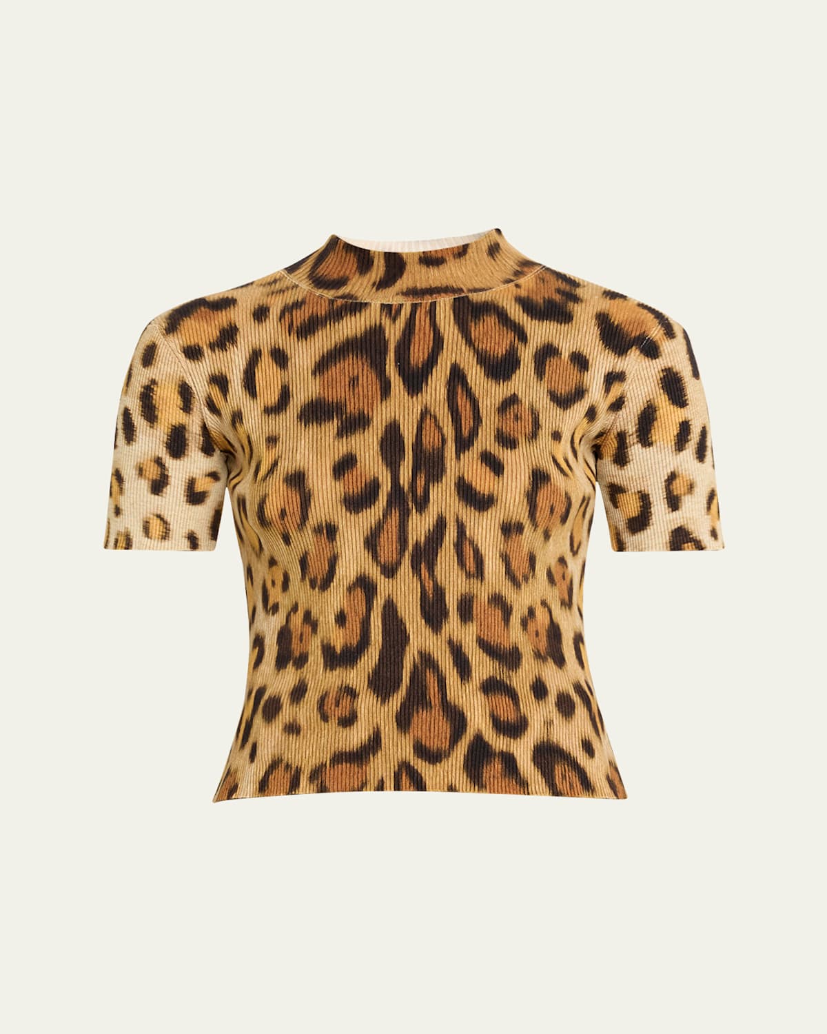 Jaguar Print Ribbed Knit Top