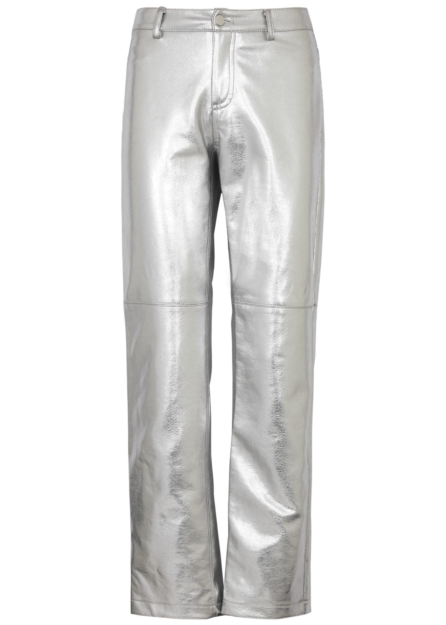 Jakke Cindy Metallic Faux Leather Trousers - Silver - XS (UK6 /xS)