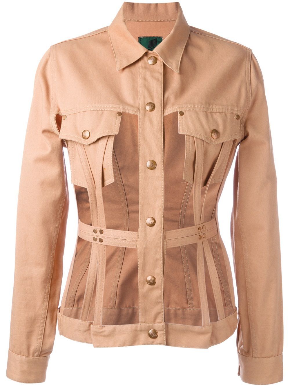 Jean Paul Gaultier Cage Corset Cut Out 1989 Top Jacket Coat in Beige, Women's (Size Small)