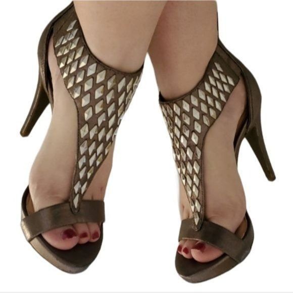 Jessica Simpson Heels Stilettos Shoes Studded Pumps Sandals in Brown, Women's (Size 5.5)