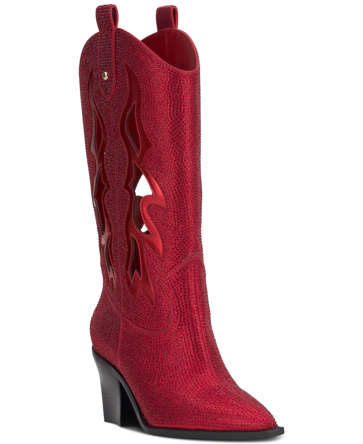 Jessica Simpson Women's Ginika Rhinestone Chop-Out Knee-High Cowboy Boots - Red Muse Rhinestone