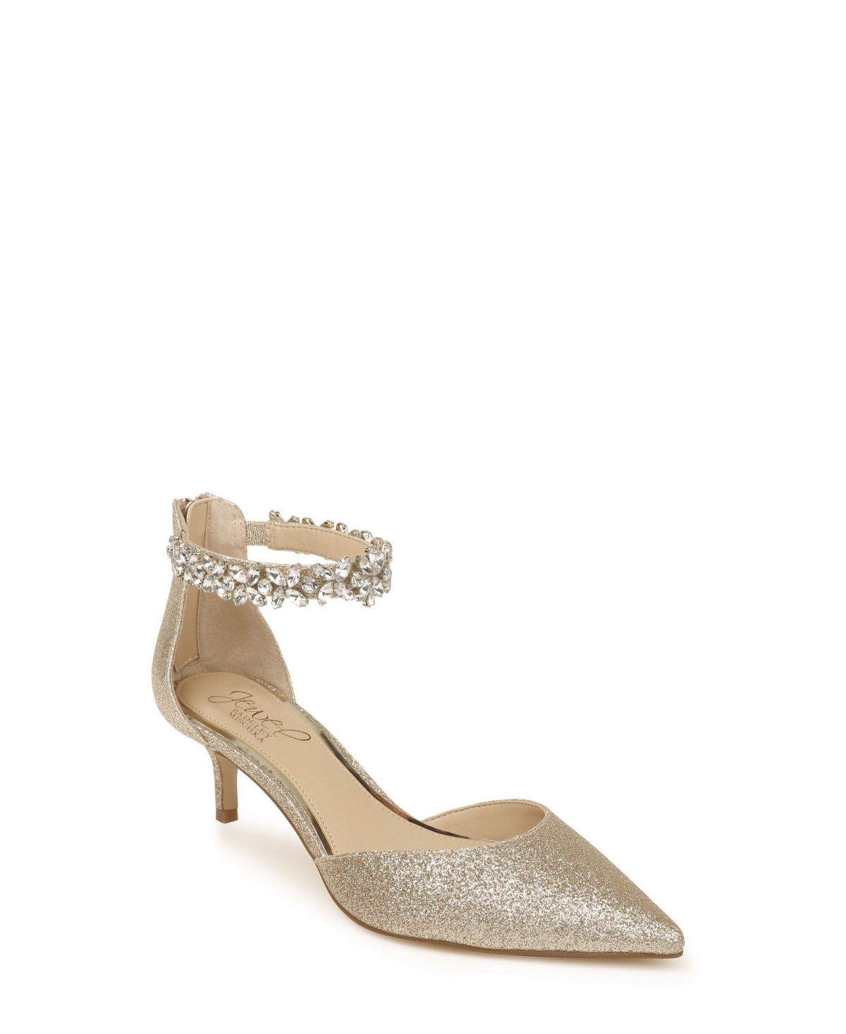 Jewel Badgley Mischka Women's Robles Kitten Heel Evening Pumps - Gold Glitter