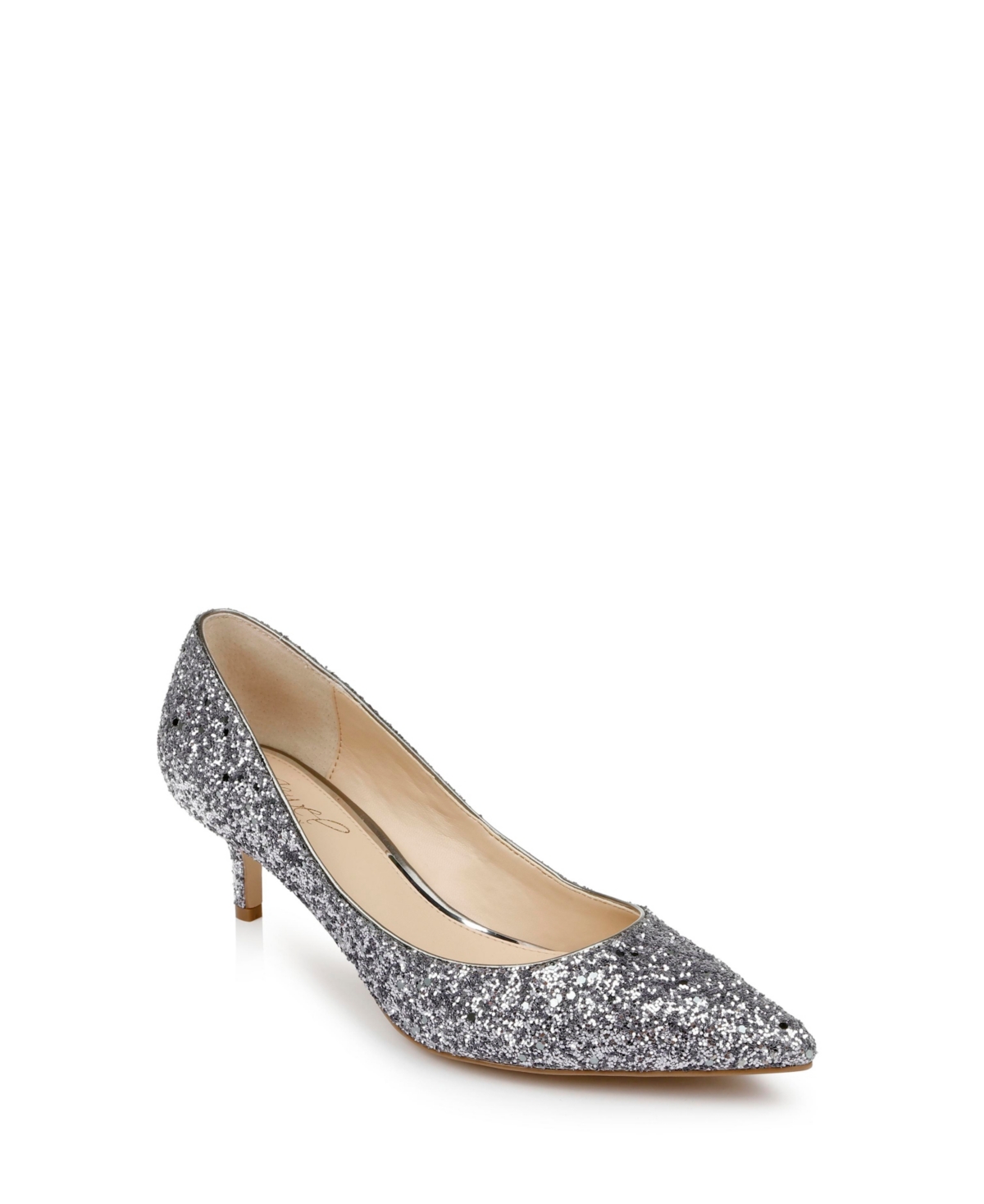 Jewel Badgley Mischka Women's Royalty Kitten Heel Evening Pumps - Smoke Chunky Glitter