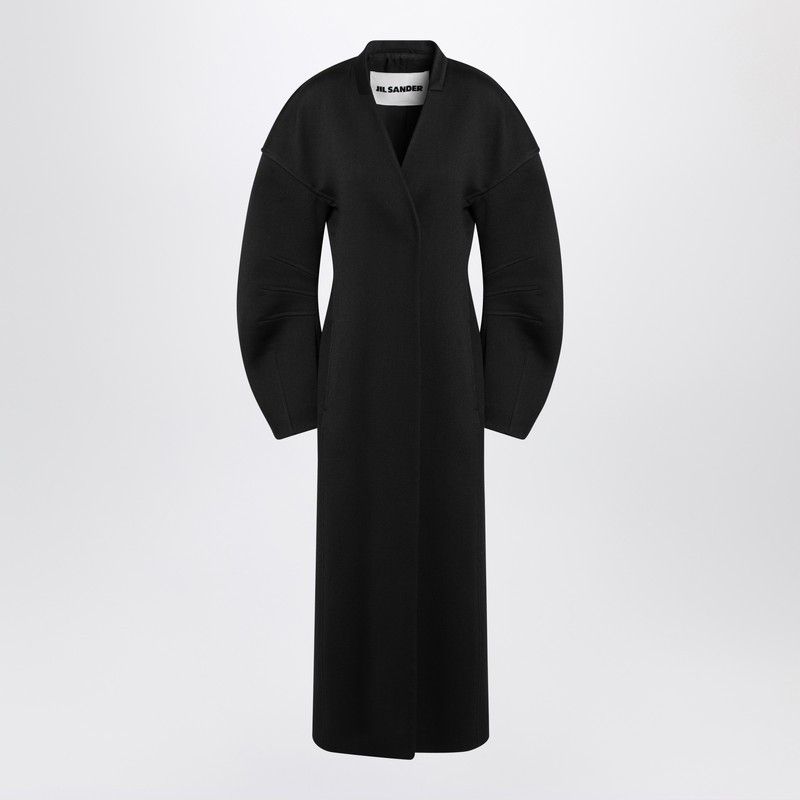 Jil Sander Black Double-Breasted Coat In Virgin Wool, Women's (Size Small)