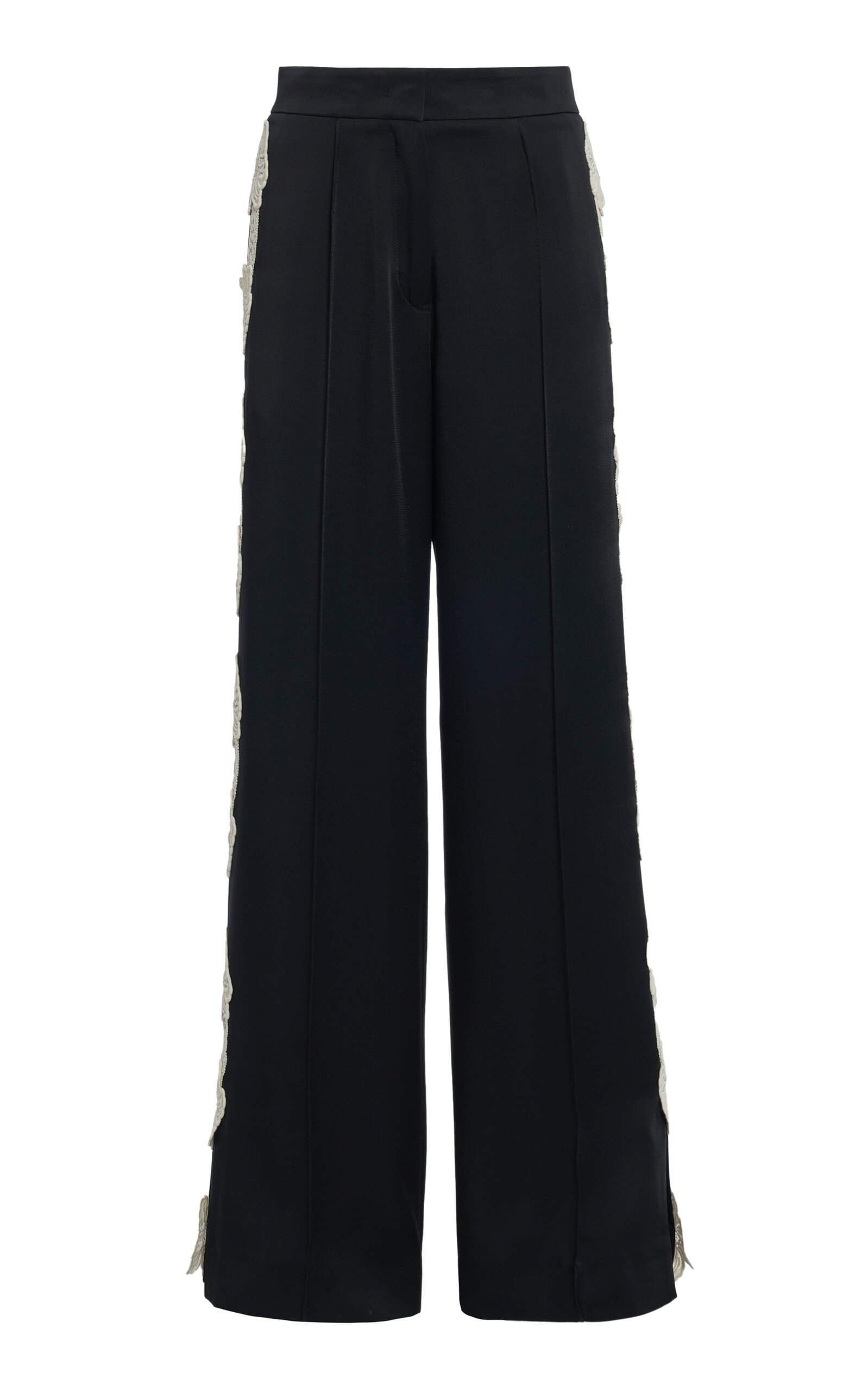 Jil Sander - Embroidered Crepe Satin Straight-Leg Pants - Black - EU 32 - Moda Operandi