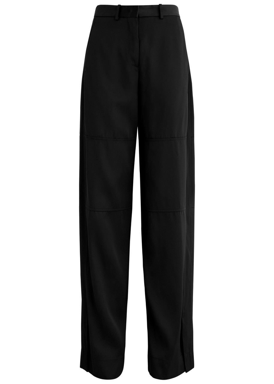 Jil Sander Panelled Straight-leg Satin-twill Trousers - Black - 34 (UK8 / S)