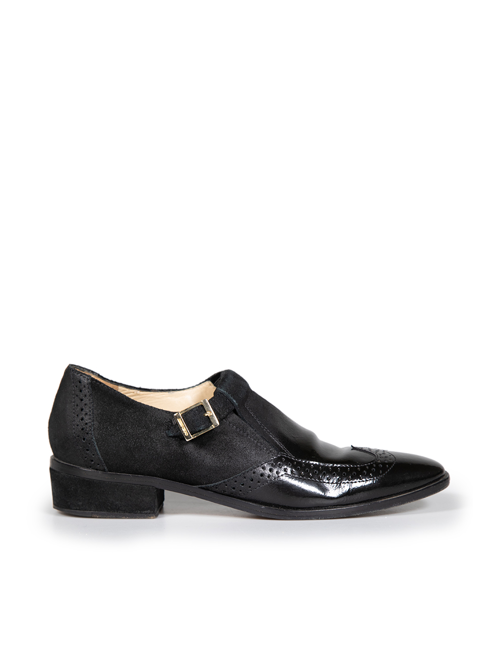 Jimmy Choo Black Patent & Suede Ombr Brogues