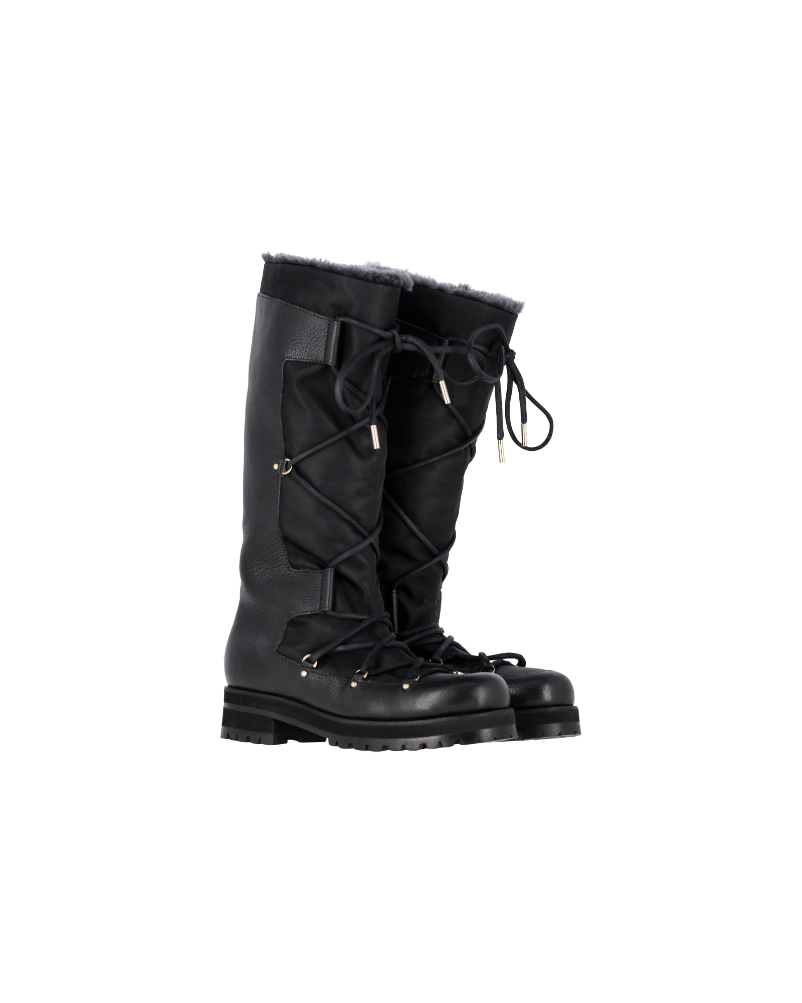 Jimmy Choo Rabbit Fur-Lined Snow Boots in Black Leather