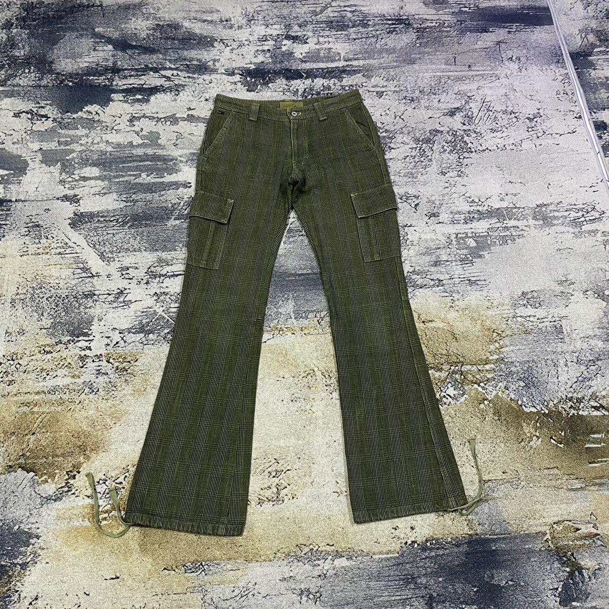 Joes Cargo x Tommy Hilfiger Vintage Tommy Checkered Plaid Tartan Flare Cargo Pants in Army Green, Women's (Size 28)