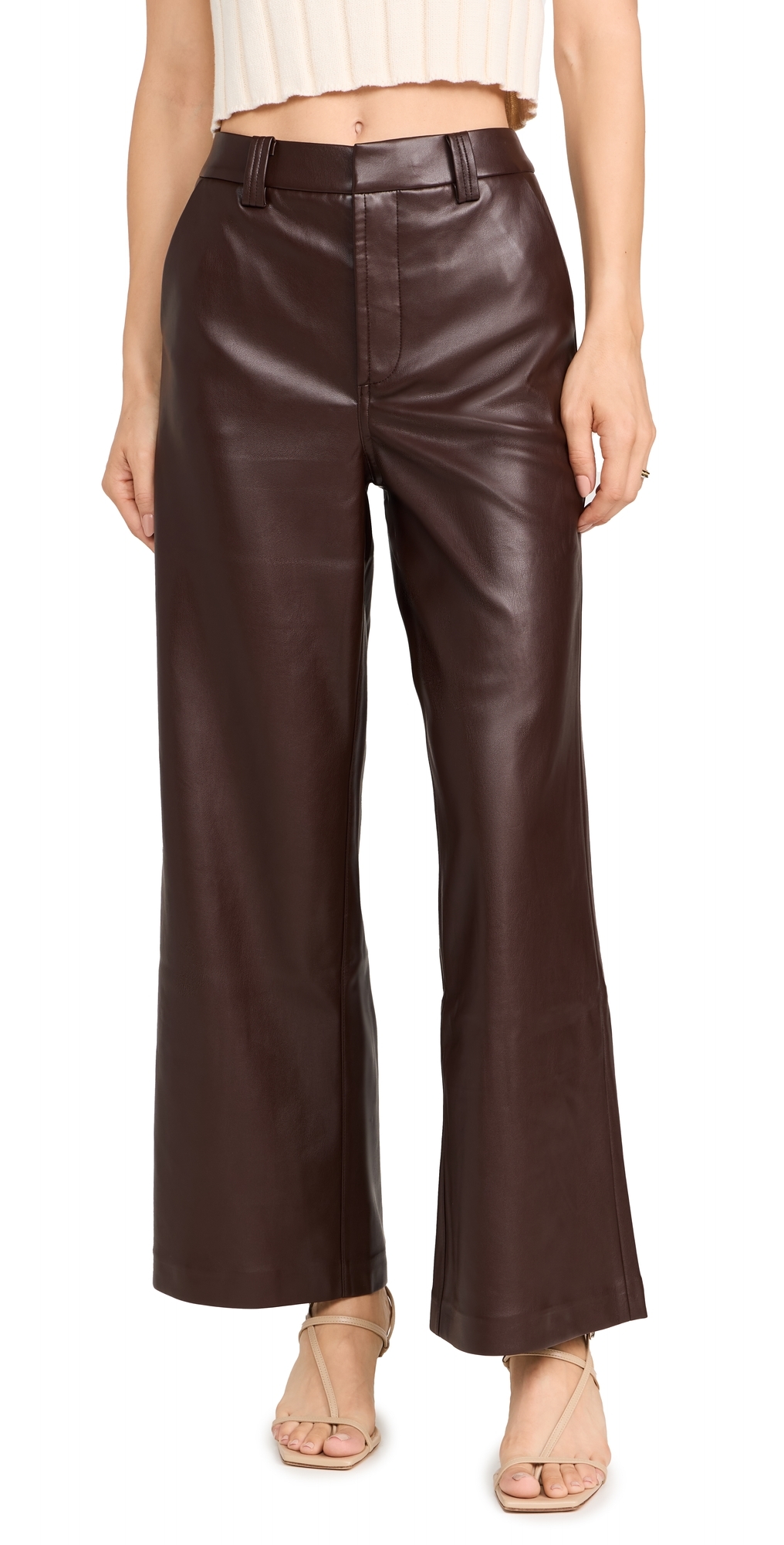 Joe's Jeans The Mia Vegan Leather Crop Trousers Coffee Bean 30