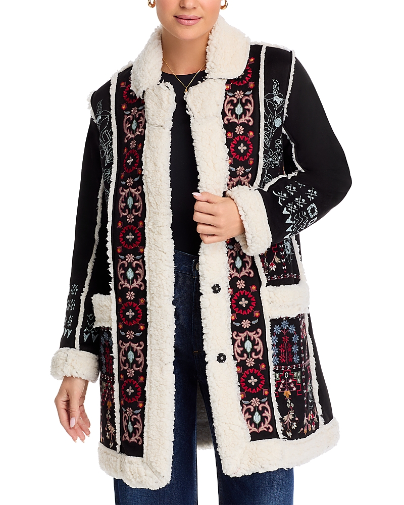 Johnny Was Lori Faux Shearling Embroidered Jacket