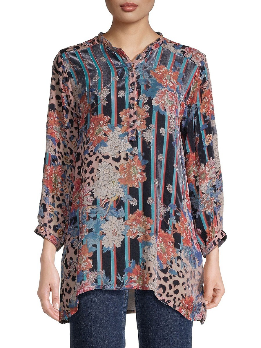 Johnny Was Women's Ontari Print Tunic Top - Red - Size M