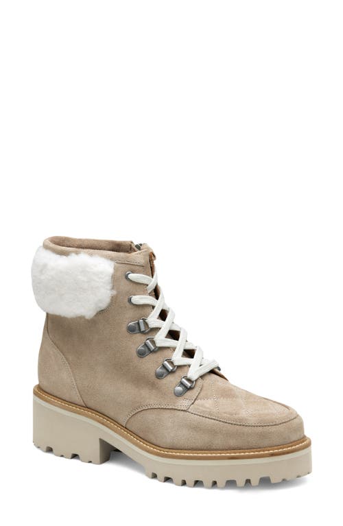 Johnston & Murphy Emmalyn Genuine Shearling Trim Hiking Boot in Taupe Suede/Shearling at Nordstrom, Size 6